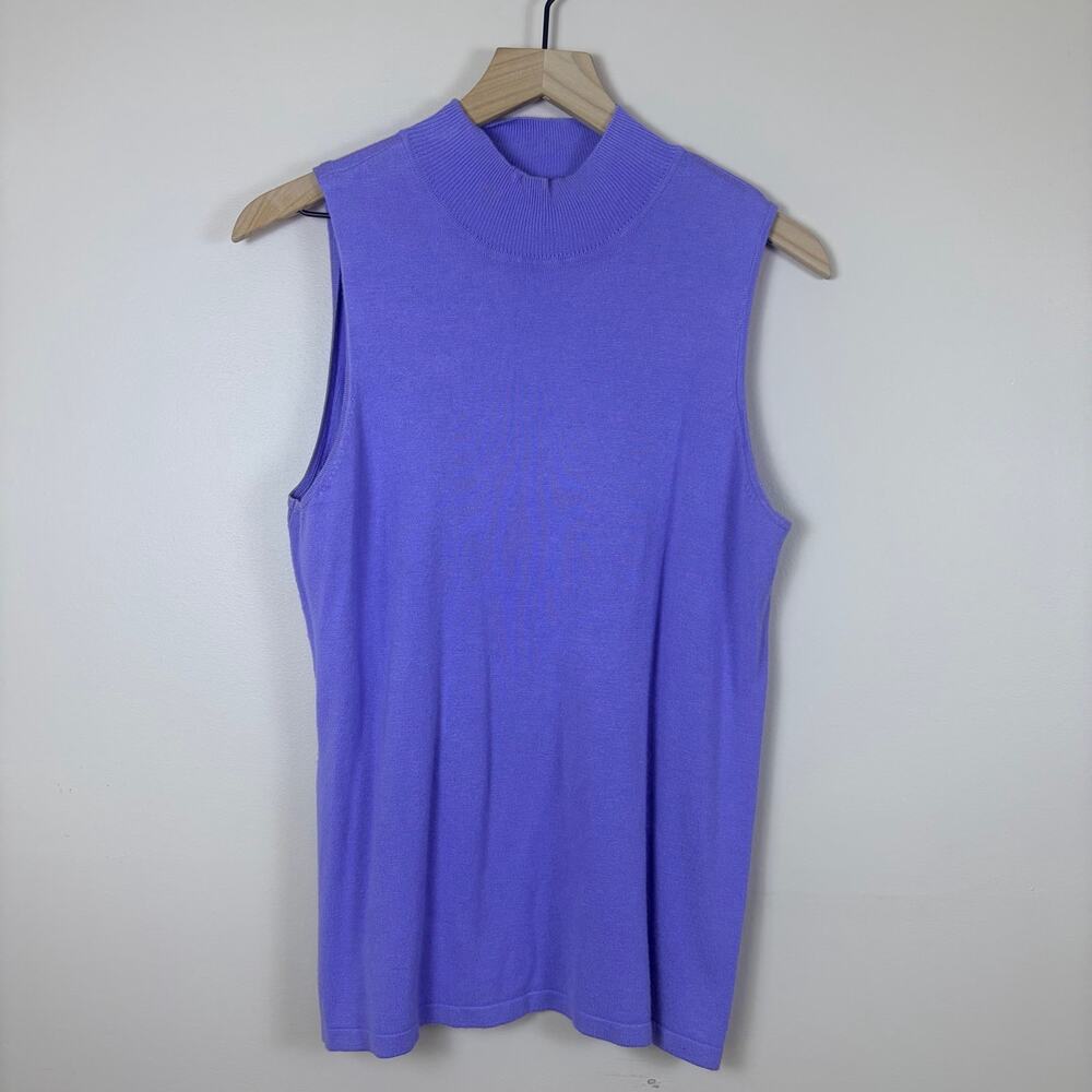 Chico’s Travelers Purple Mock Neck Sleeveless Knit Top Size 1 (M 8-10)
